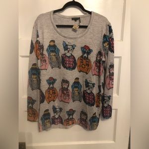 NWT Tricotto dog print top.